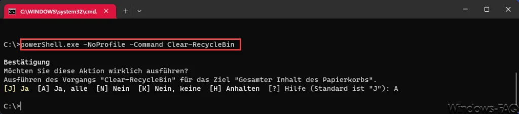 PowerShell Papierkorb leeren