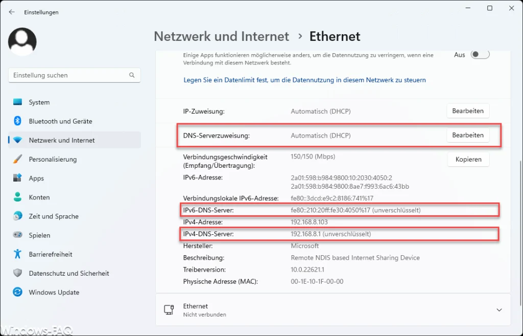 DNS Einstellungen Windows