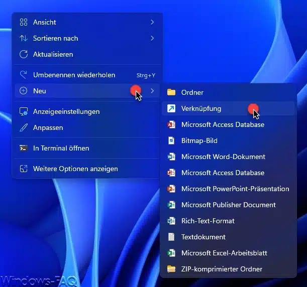 Desktop neue Verknüpfung