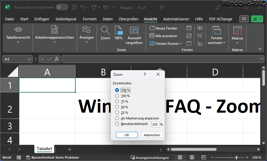 Excel Zoommodus