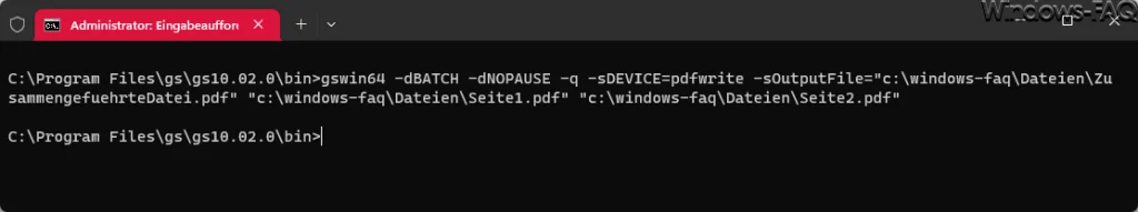 PDFs zusammenführen mit Ghostscript