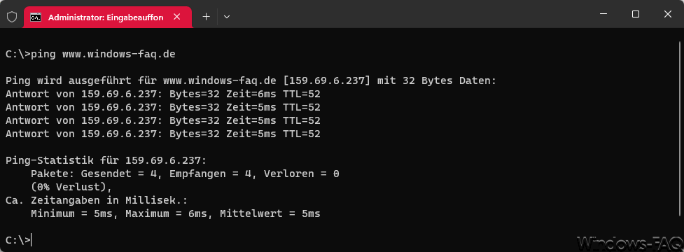 Ping Domainname