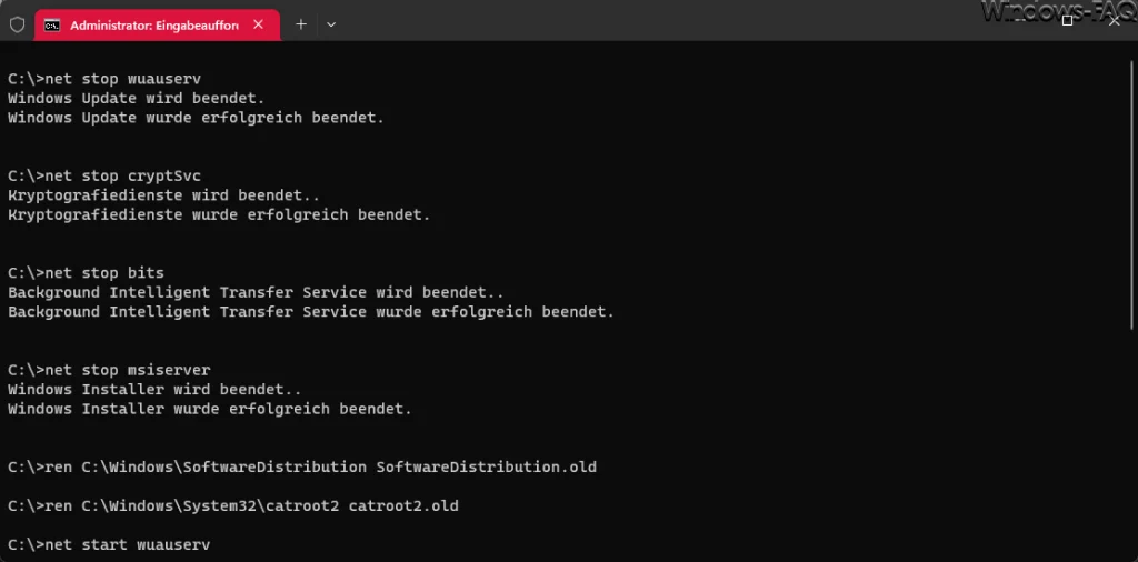 SoftwareDistribution und Catroot2 Ordner umbenennen