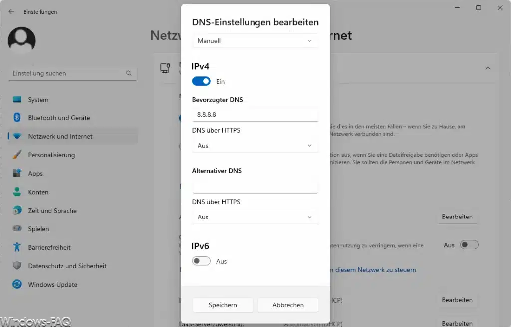Windows 11 DNS Einstellungen