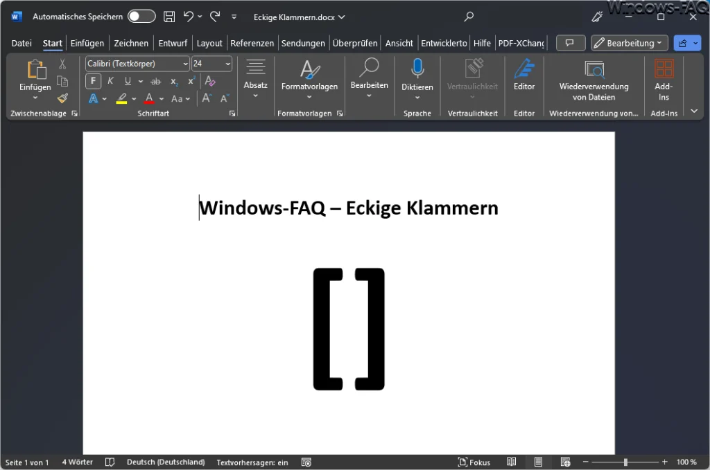 Word Eckige Klammern