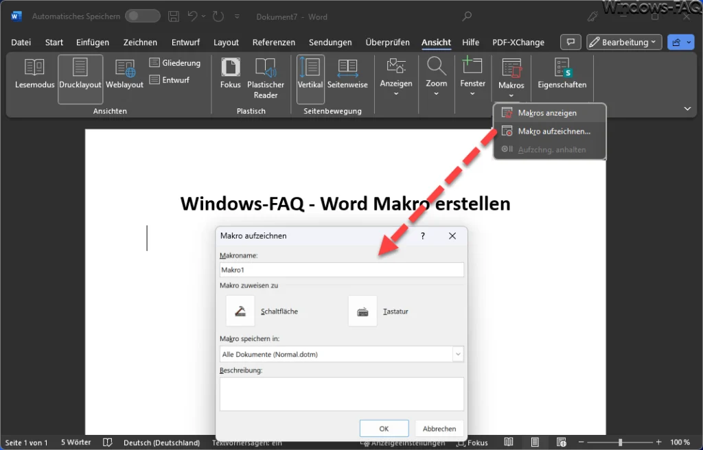 Word Makro aufzeichnen