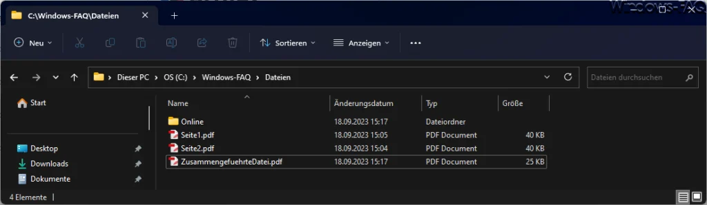 Zusammengefügte PDF Dateien