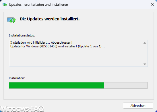 Die Updates werden installiert KB5031455