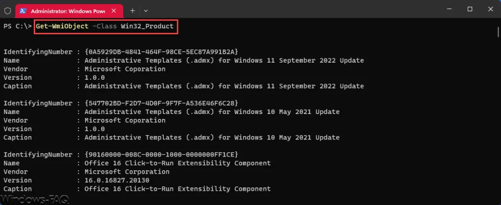 Get-WmiObject -Class Win32_Product