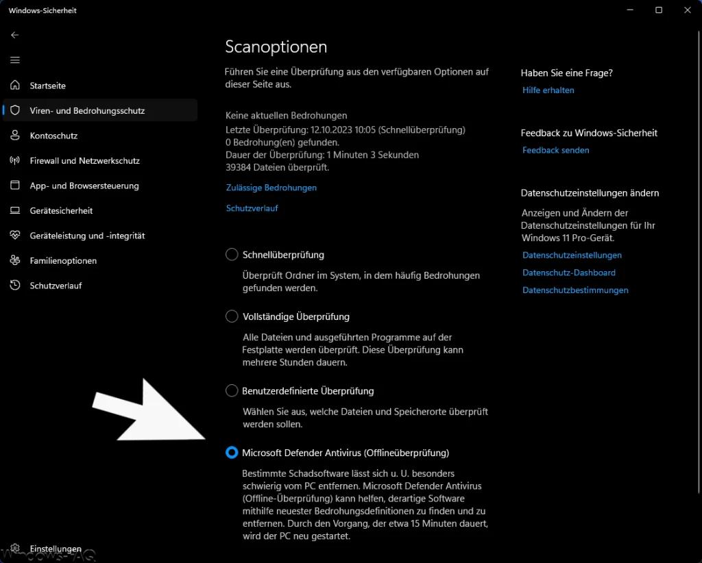 Microsoft Defender Antivirus Offlineüberprüfung