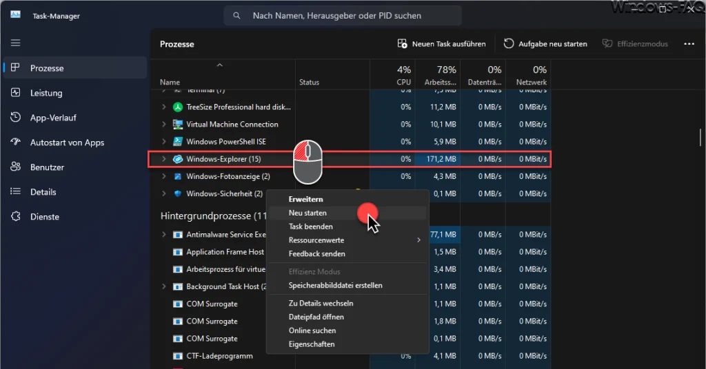 Windows Explorer neu starten
