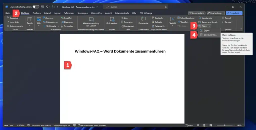 Word Text aus Datei einfügen