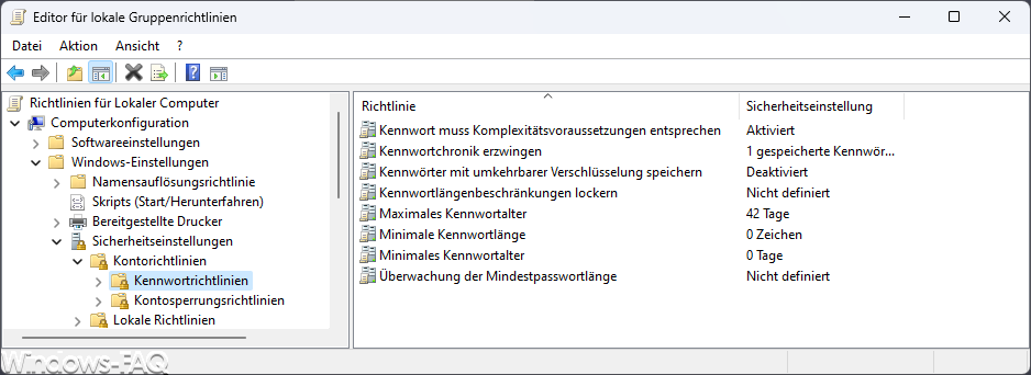 Kennwortrichtlinien