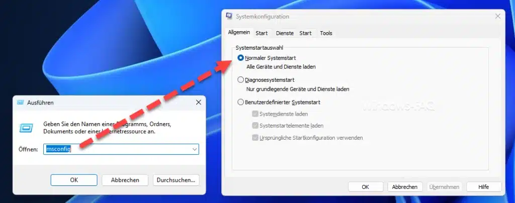 MSCONFIG Normaler Systemstart