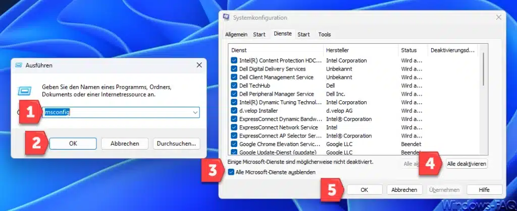 MSConfig Alle Microsoft Dienste ausblenden