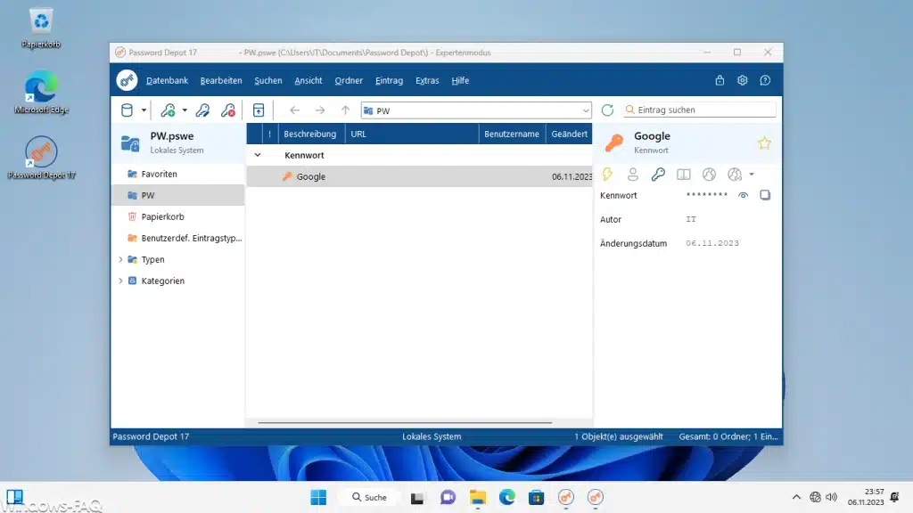 Password Depot Oberfläche