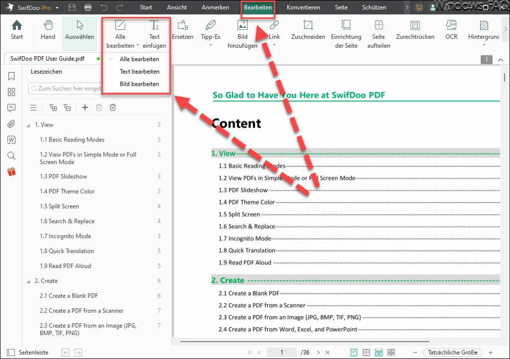 SwifDoo PDF bearbeiten
