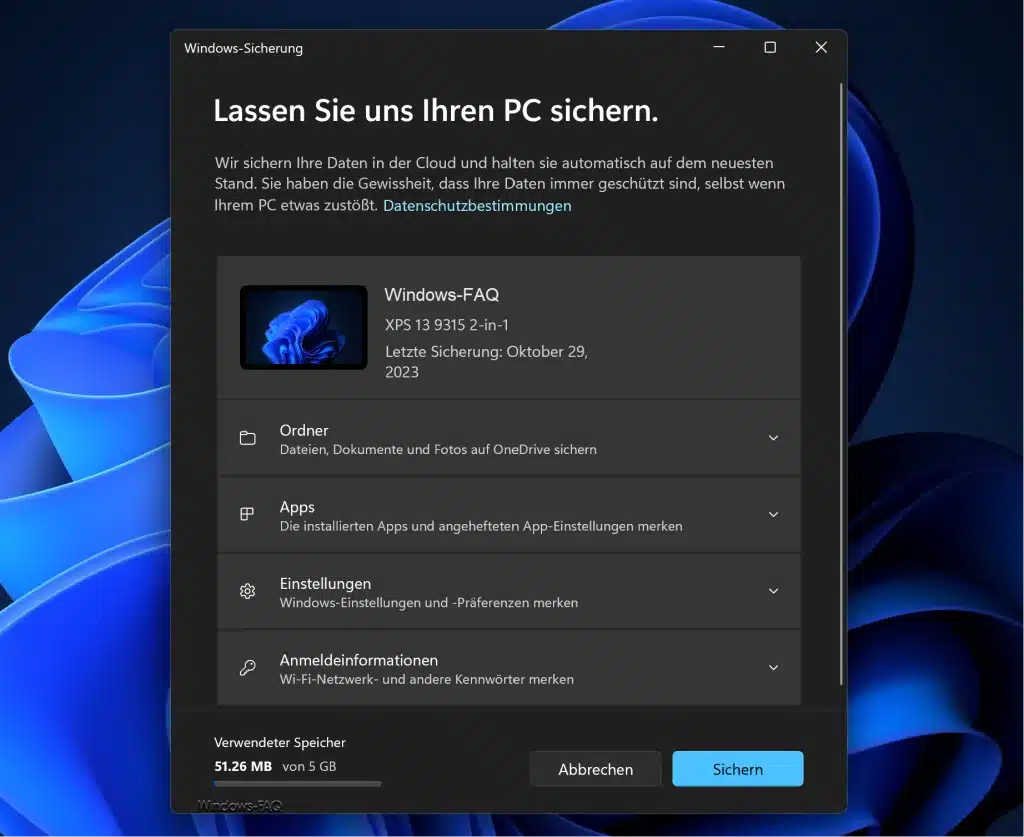 Windows Datensicherung