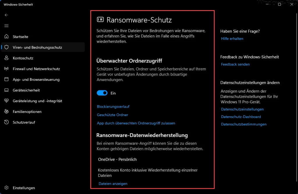 Windows Ransomware-Schutz