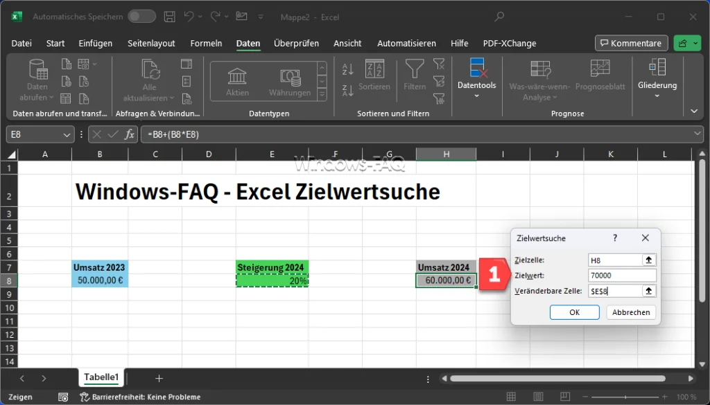 Excel Zielwertsuche Werte