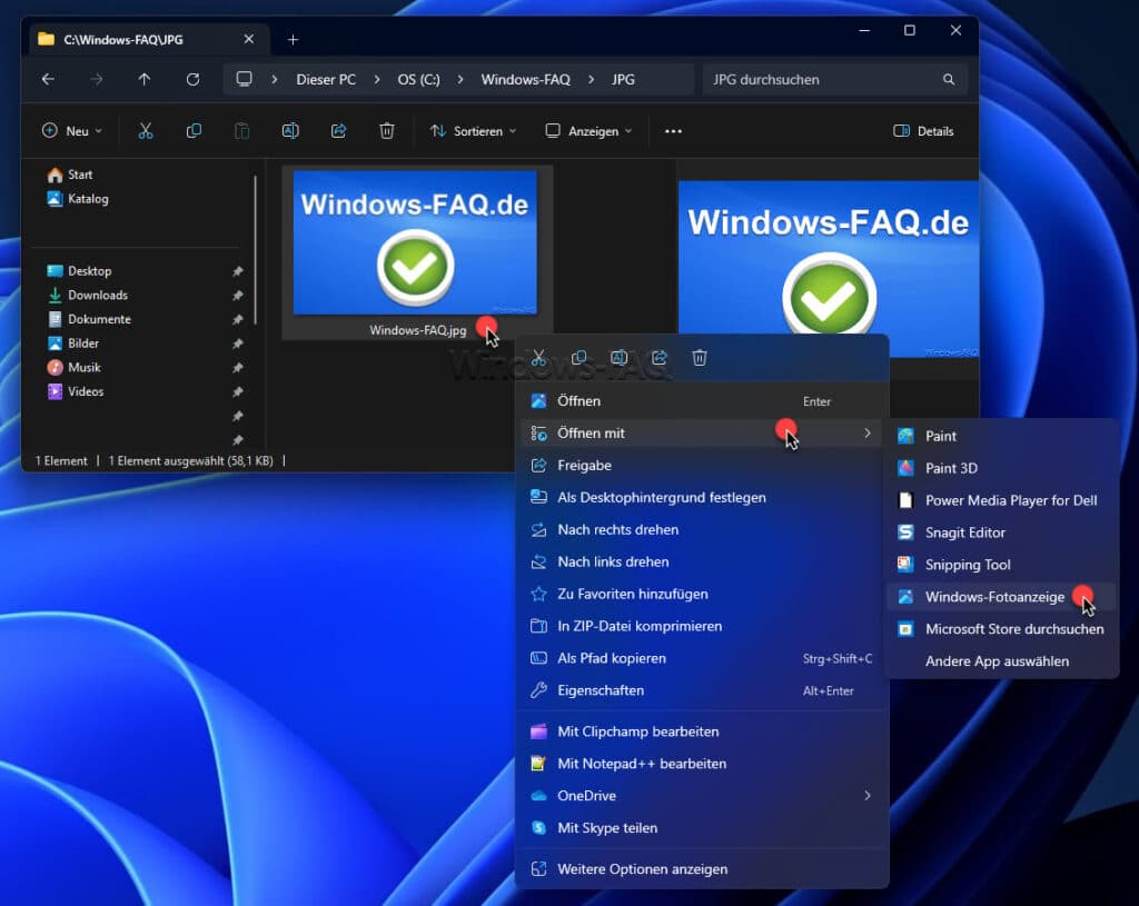 JPG Datei öffnen mit Windows Fotoanzeige
