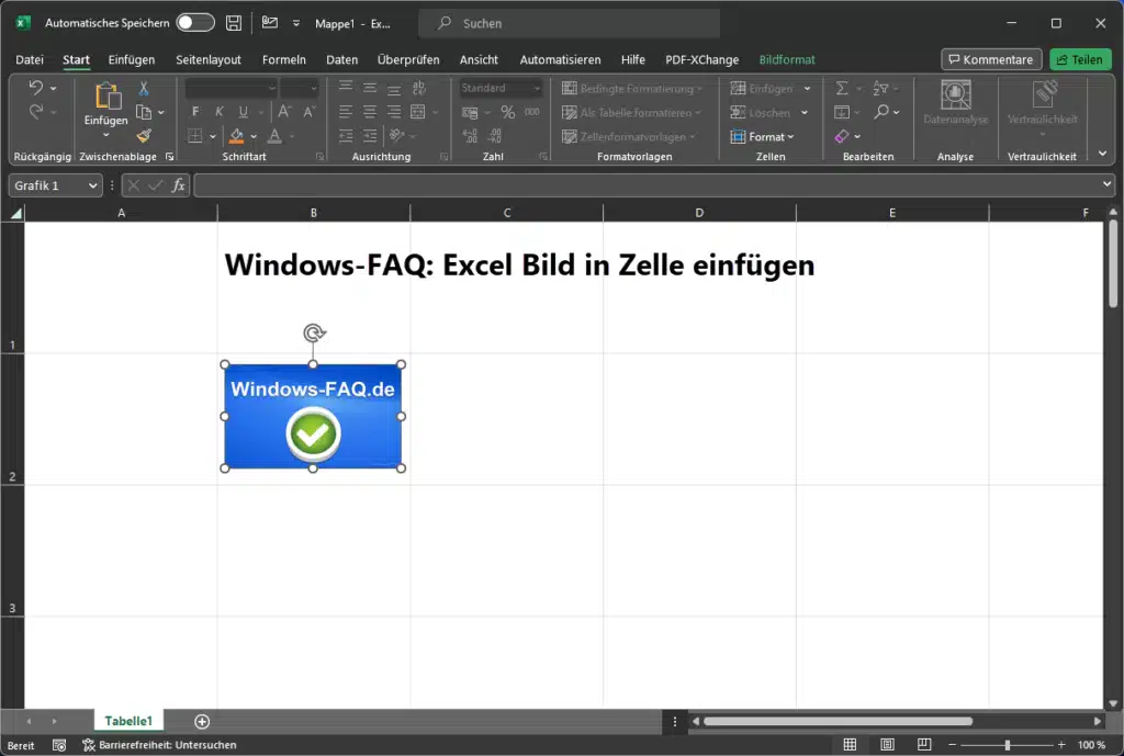 Bild in Excel Zelle einfügen