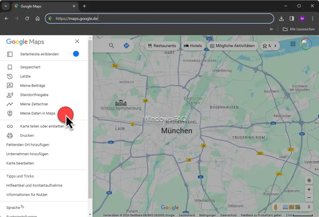 Google Maps Meine Daten in Maps
