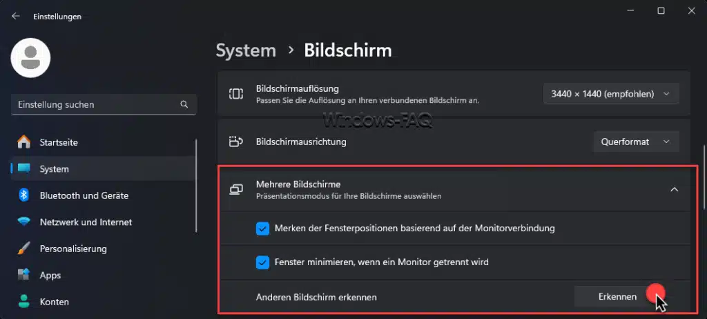 Windows mehrere Bildschirme
