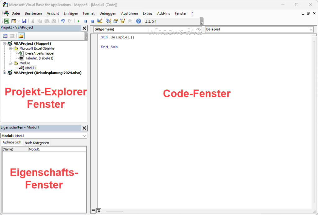 Excel VBA Umgebung