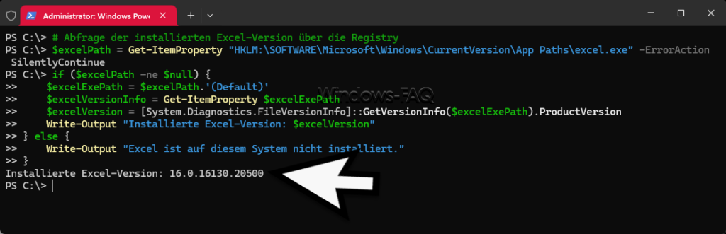 Excel Version mit PowerShell anzeigen