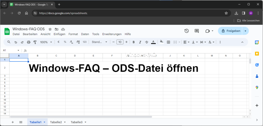 Google Sheets ODS öffnen