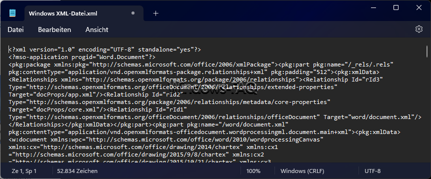 Notepad XML Datei