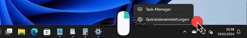 Rechte Maustaste Windows 11 Taskleiste Taskleisteneinstellungen