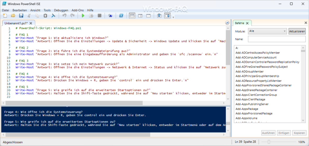 Scripts in Powershell erstellen mit PowerShell ISE