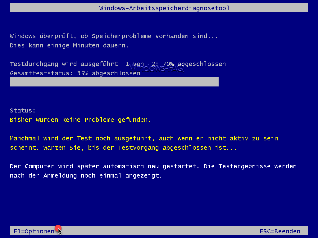 Windows-Arbeitsspeicherdiagnosetool