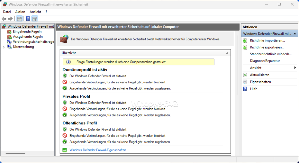 Windows Defender Firewall mit erweiterter Sicherheit