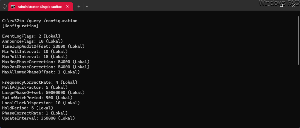 w32tm query configuration