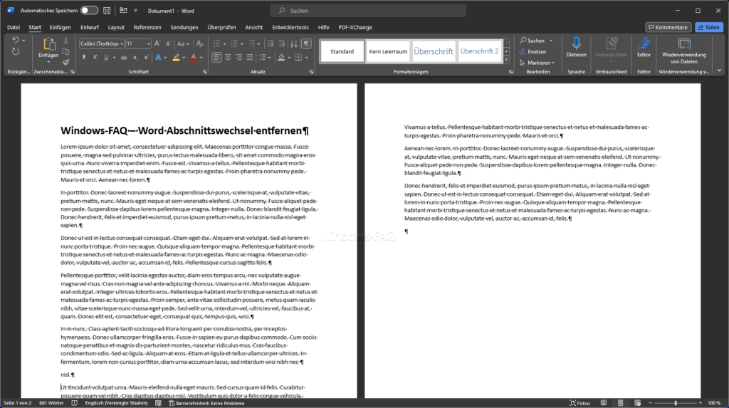 Abschnittswechsel wurden entfernt