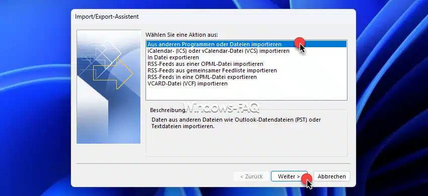 Outlook Import AssistentOutlook Import Assistent