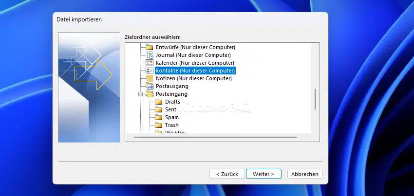 Outlook Kontakte importieren in