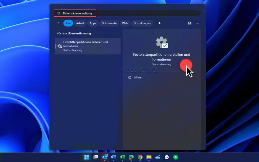 Windows Datenträgerverwaltung Startmenü