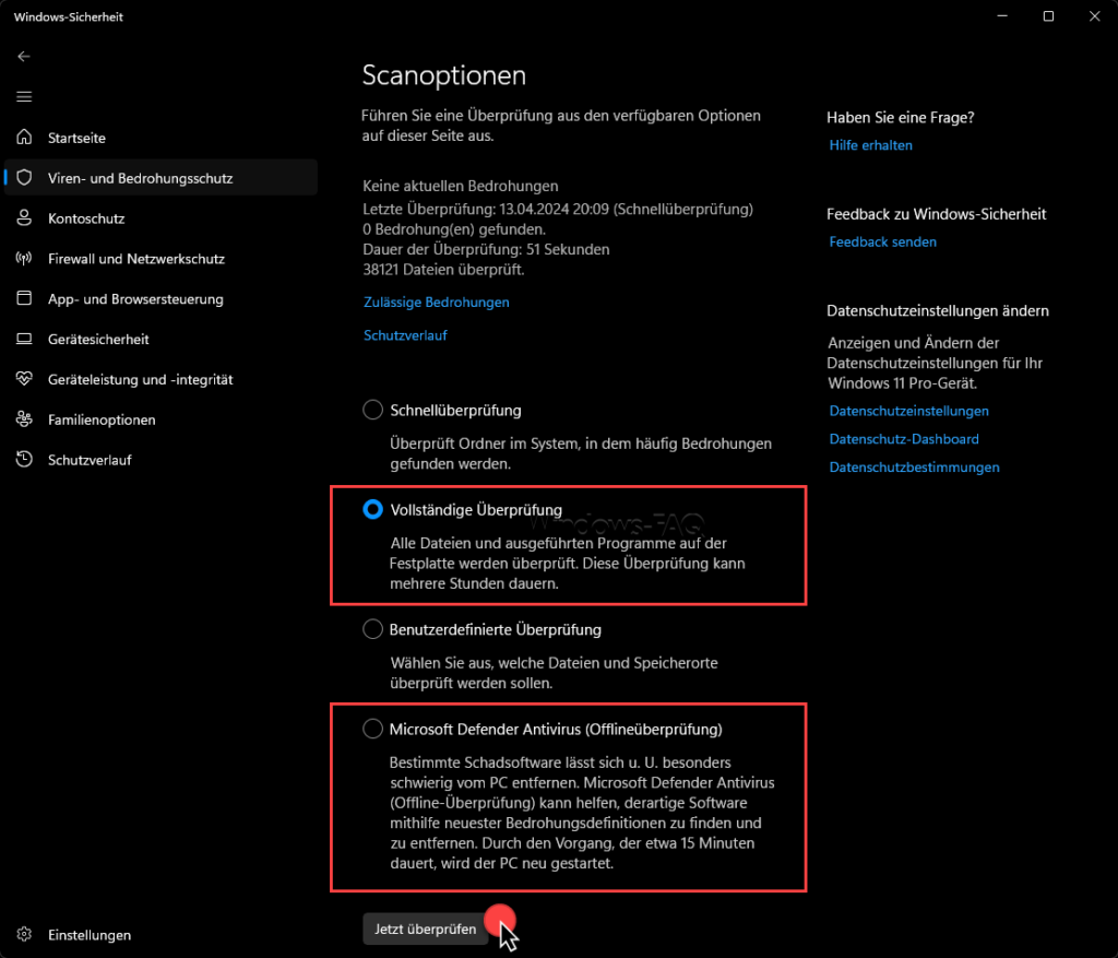 Windows Sicherheit PC auf Malware überprüfen