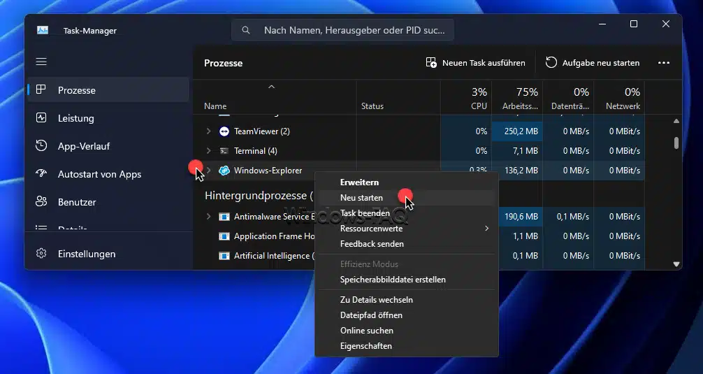 Windows Explorer neu starten