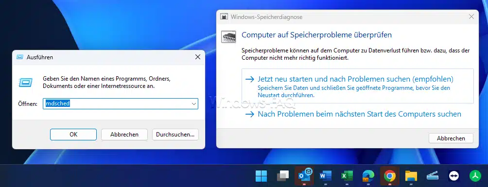 MDSCHED Windows Speicherdiagnose