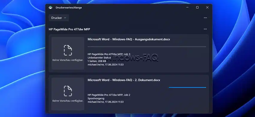 Windows Druckwarteschlange