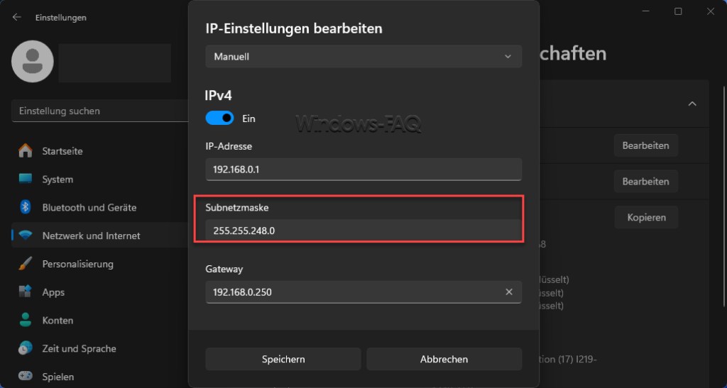 Windows Subnetzmaske