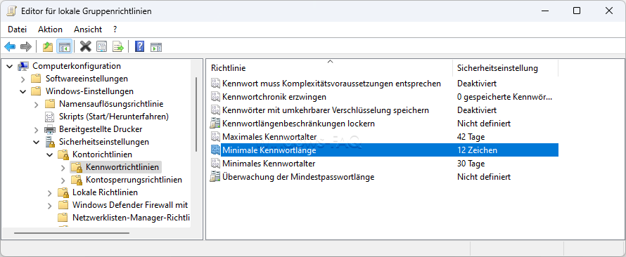 Kennwortrichtlinien