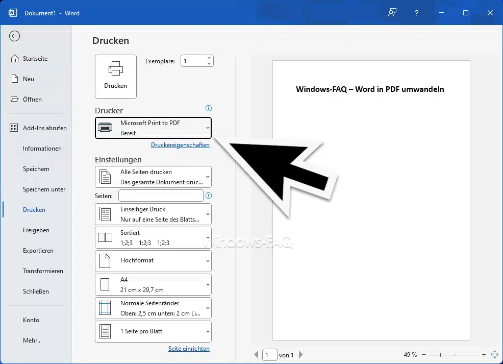 Word in PDF umwandeln Drucken als PDF