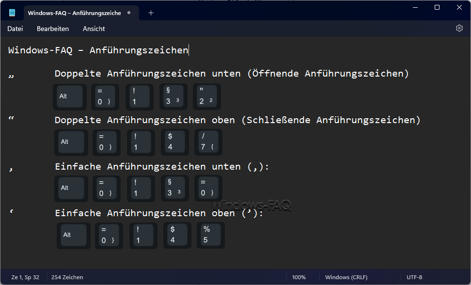 Anführungszeichen Alt Codes