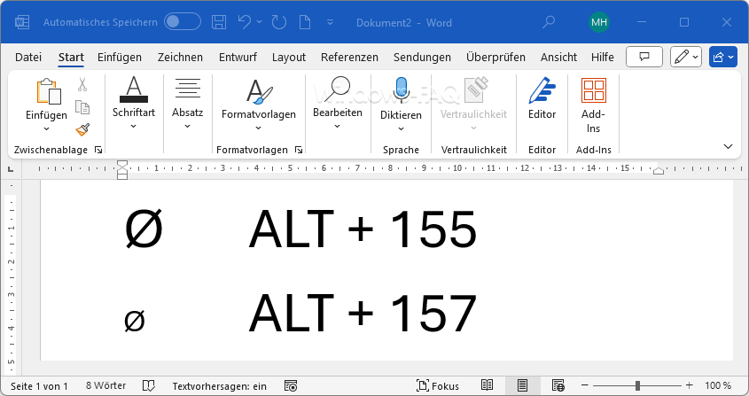 Durchschnittszeichen Alt Code
